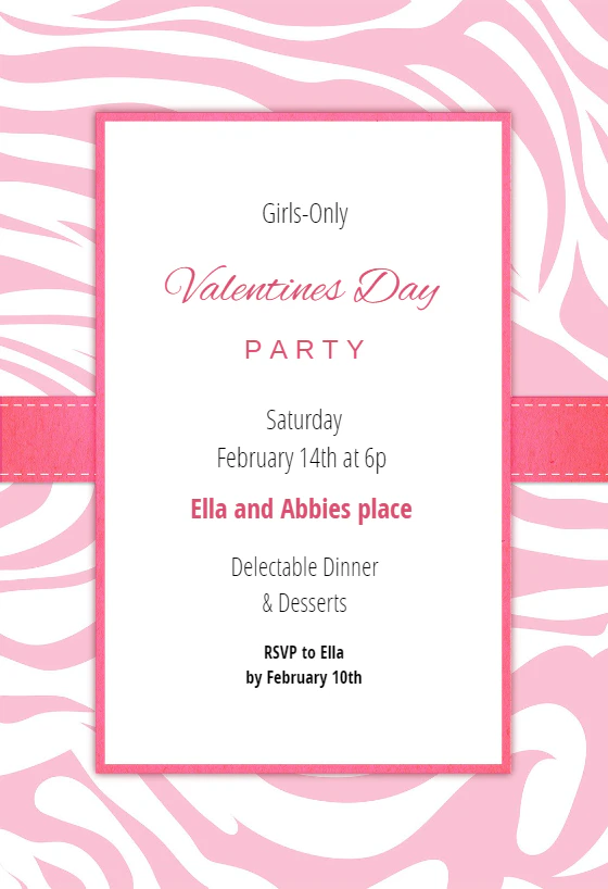 Pink Zebra Valentine's Day Invitation Template (Free) Greetings Island