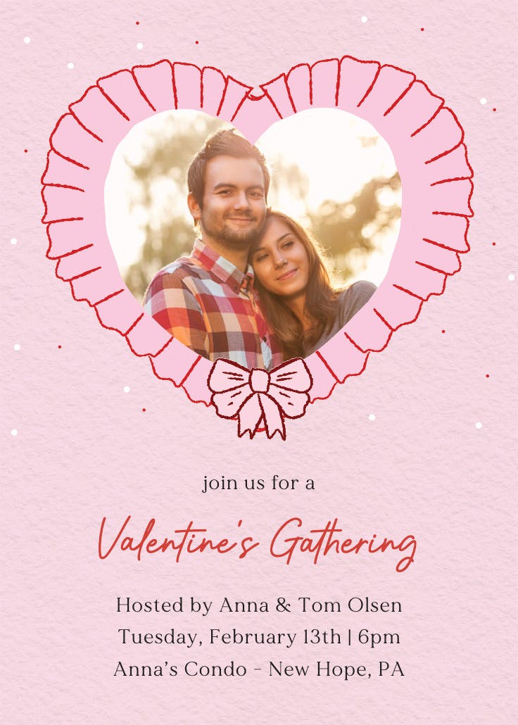 Ruffle heart - invitación para san valentín