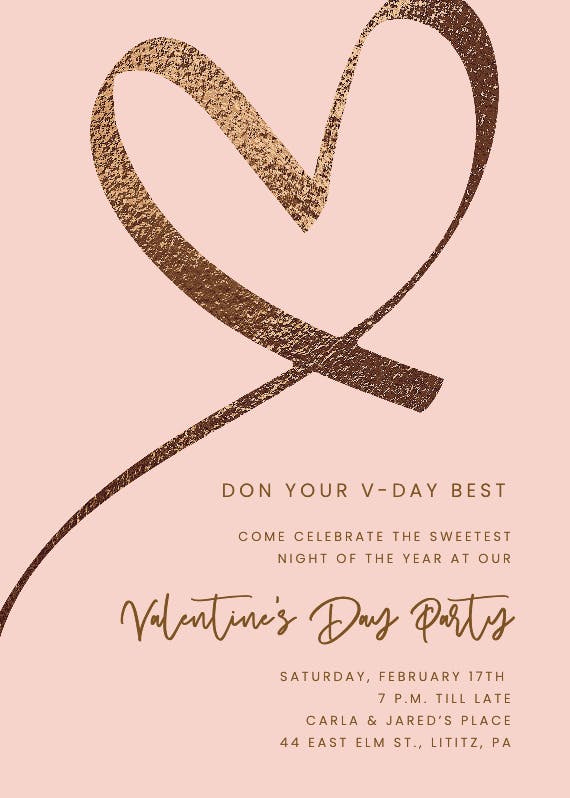 Shimmering heart - valentine's day invitation