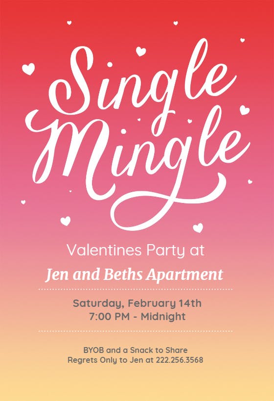 Single mingle - valentine's day invitation