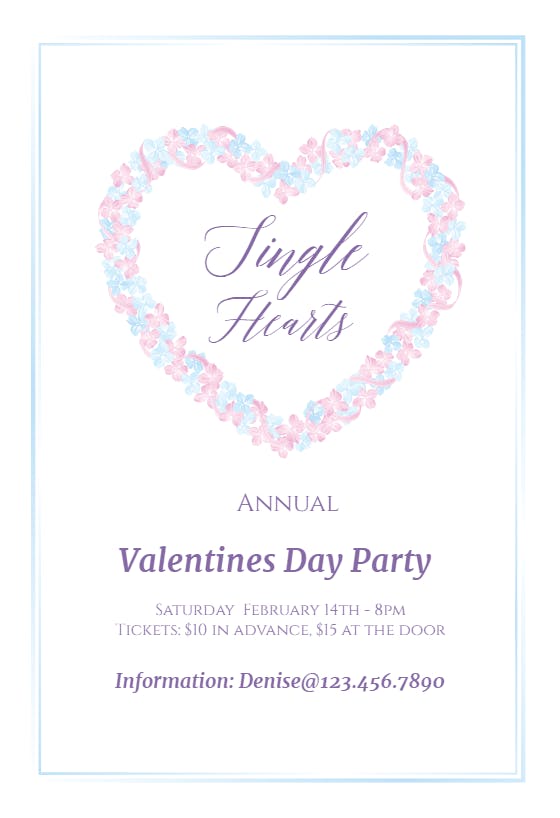 Singlehearts - valentine's day invitation