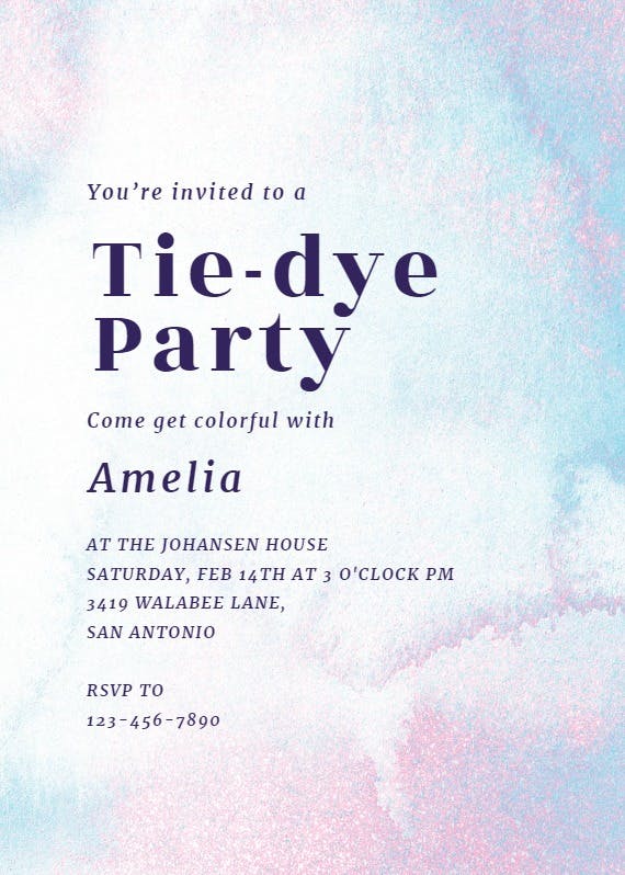 Tie dye party - valentine's day invitation