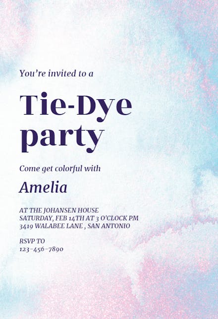 Tie Dye Party - Valentine's Day Invitation