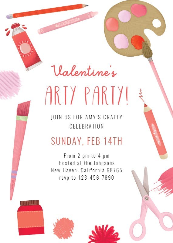 Valentine art party - holidays invitation