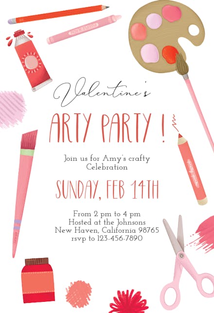 Valentine art party - Valentine's Day Invitation