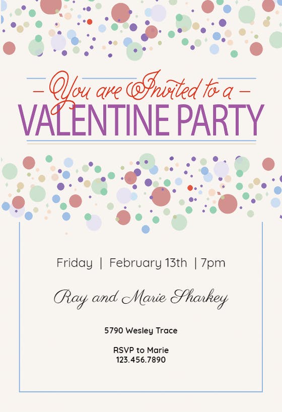 Valentine party dots - valentine's day invitation