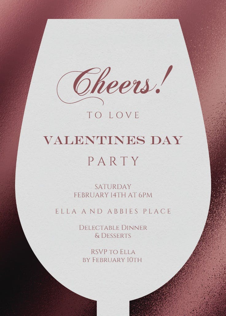 Wine glass - valentine's day invitation