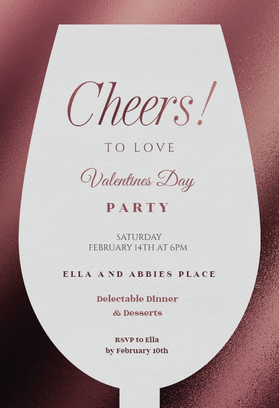 Wine glass - valentine's day invitation