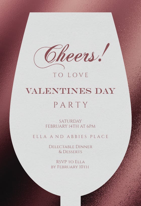 Wine glass - valentine's day invitation