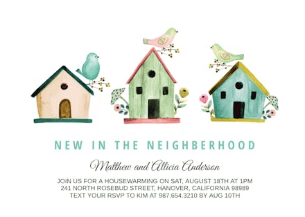 3 Bird Houses - Housewarming Invitation