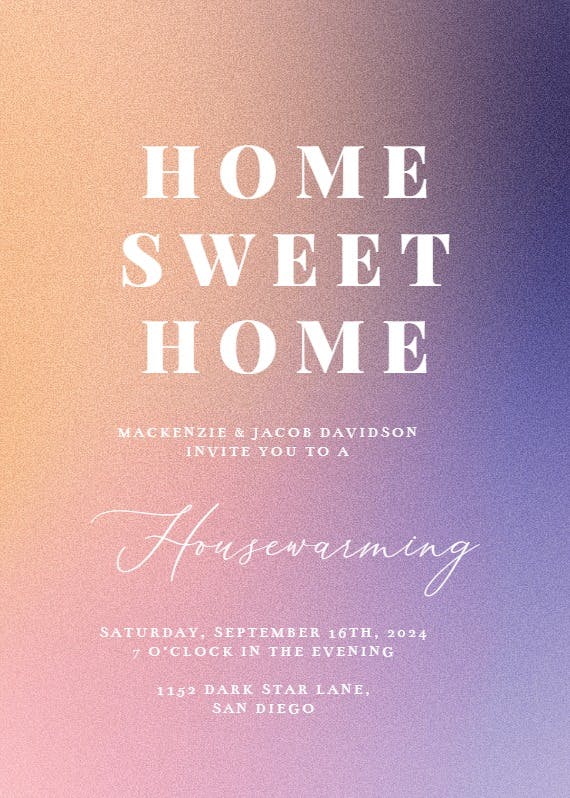 Aesthetic gradient - housewarming invitation