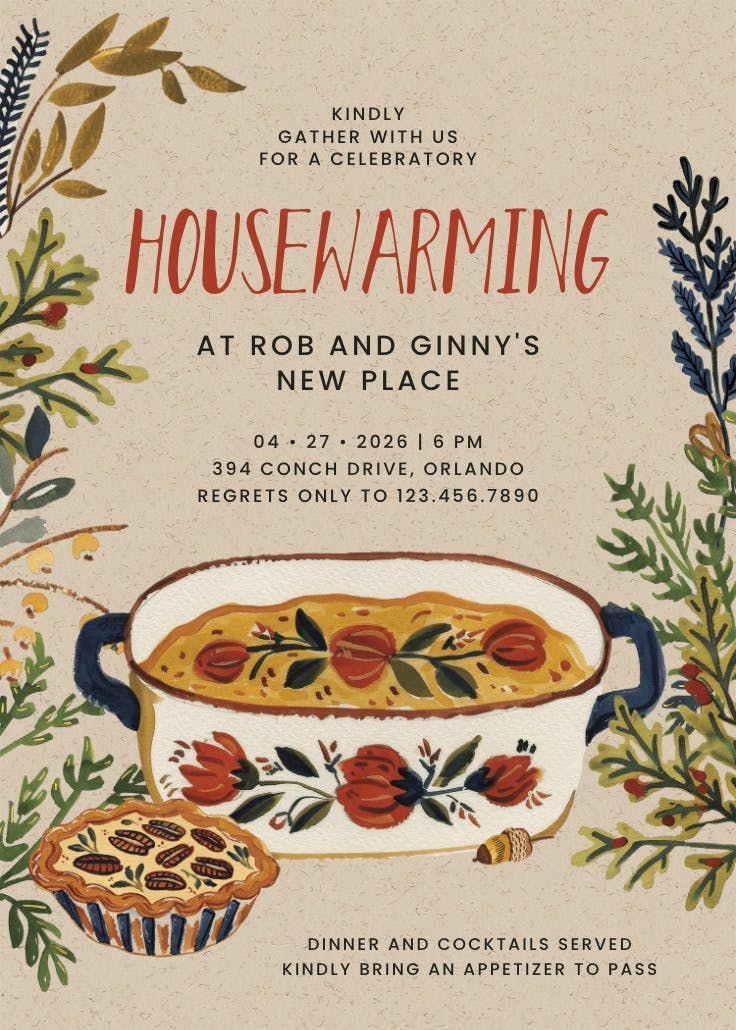 Autumn staples - housewarming invitation