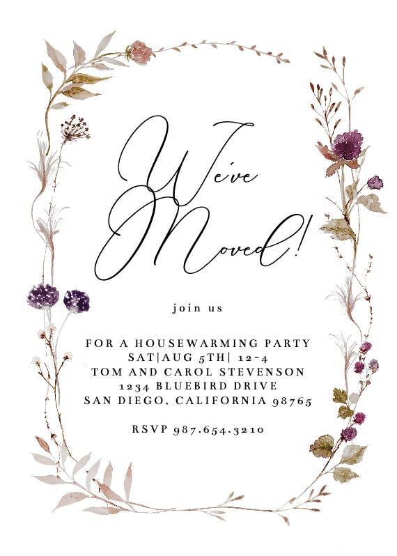Autumnal watercolor -  invitación para inauguración de casa nueva