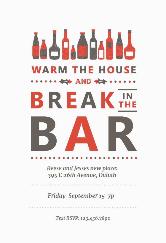 Bar code - housewarming invitation