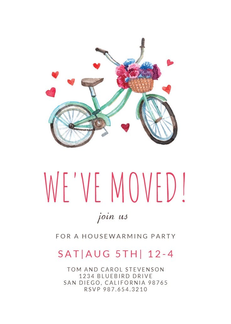 Bicycle - housewarming invitation