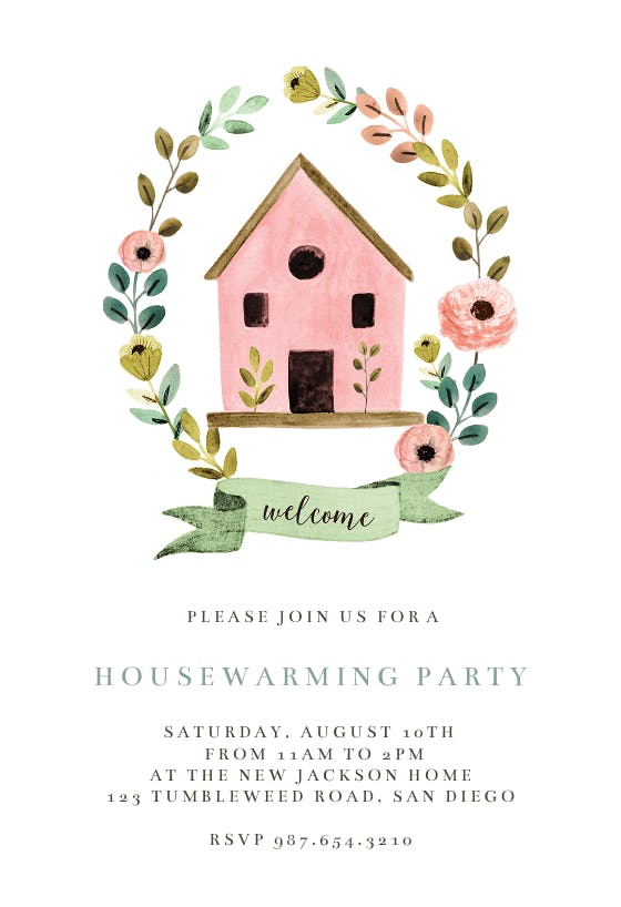 Bird house - house party invitation