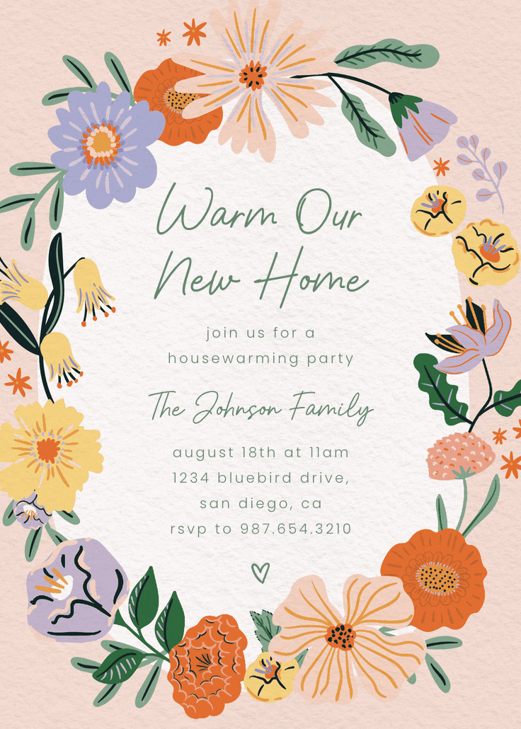 Blooming garden - invitación para inauguración de casa nueva