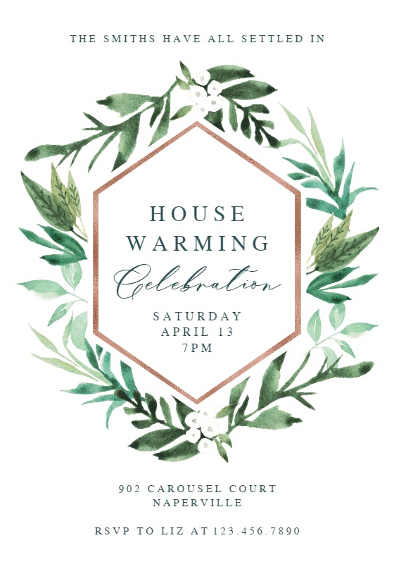 Botanical hexagon - housewarming invitation