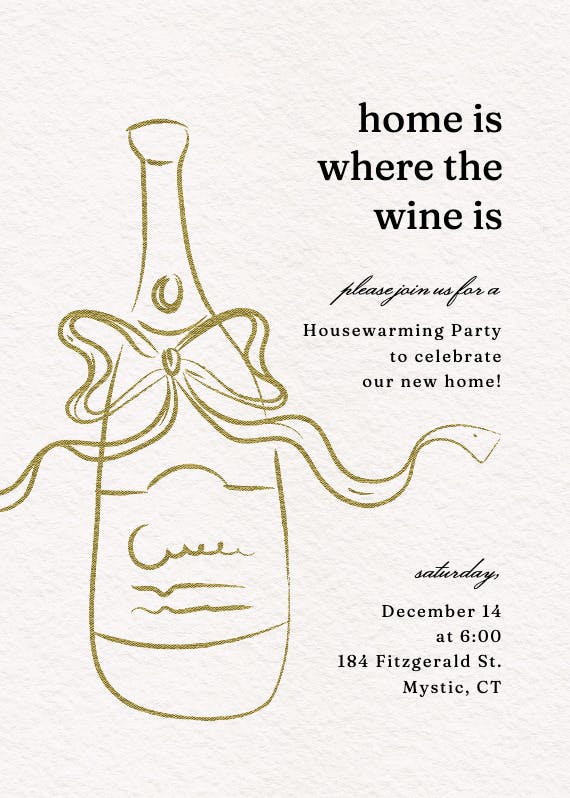 Bottle sketch - housewarming invitation