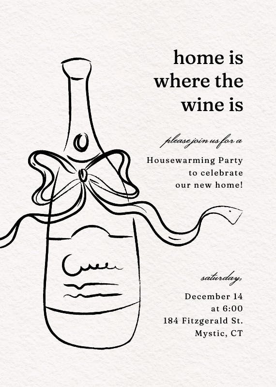 Bottle sketch -  invitación para inauguración de casa nueva
