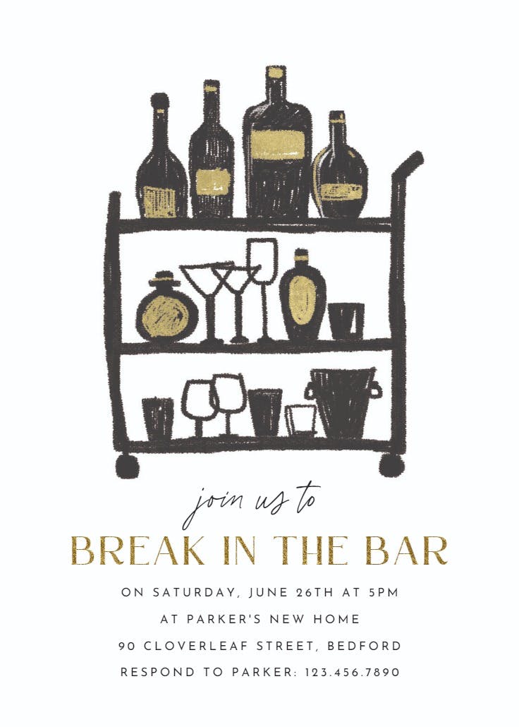 Break in the bar - housewarming invitation