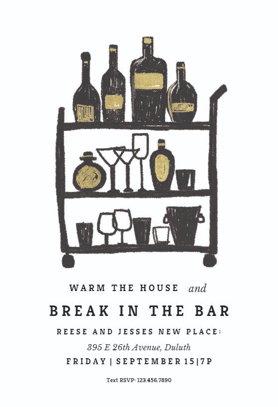 Break in the bar - housewarming invitation