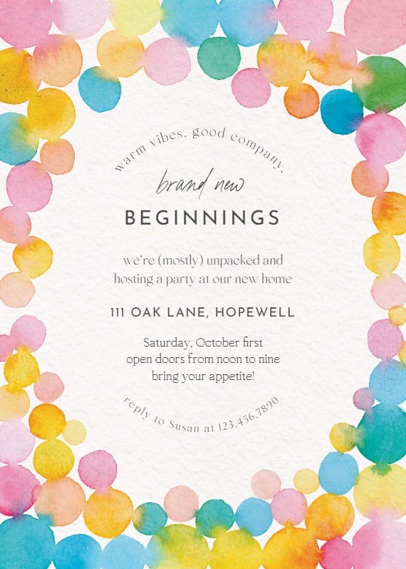 Bubbly beginnings - house party invitation