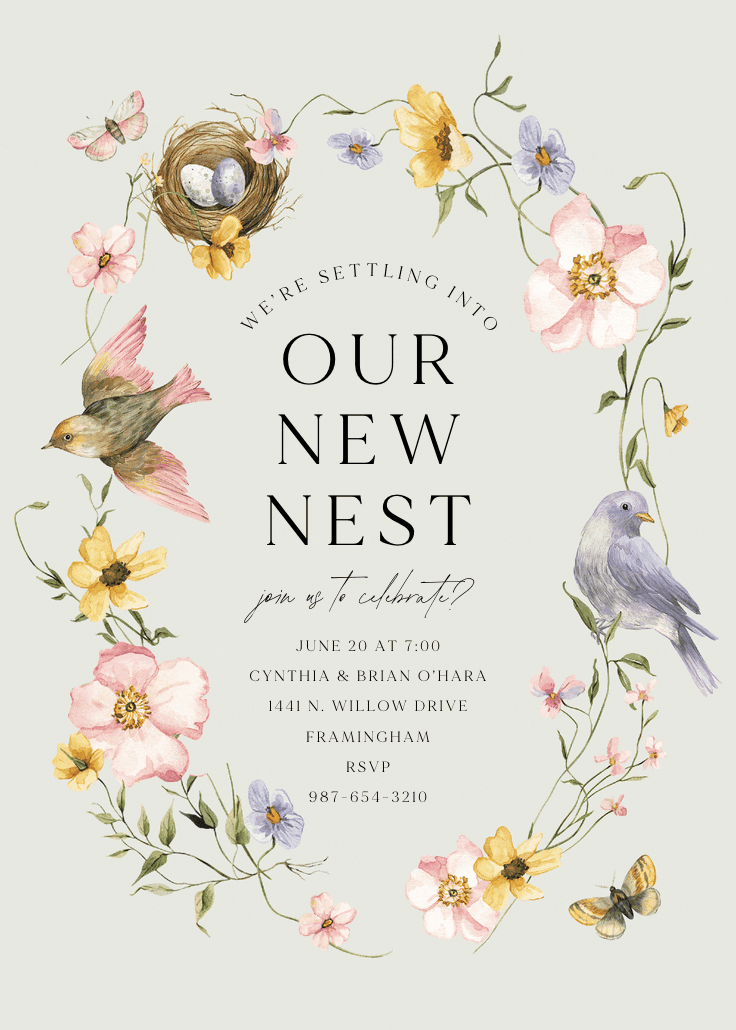 Buds and birds - party invitation