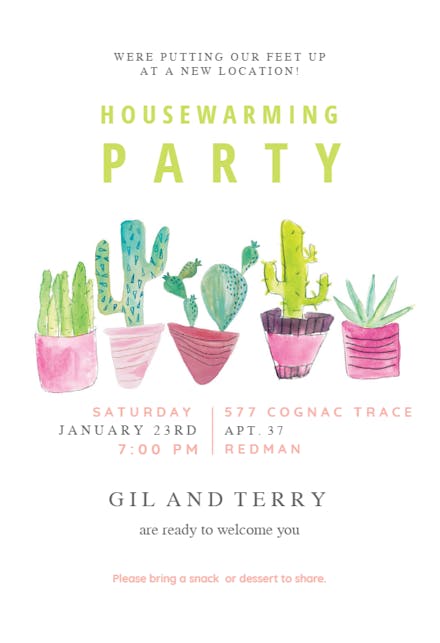 Cactus Line - Housewarming Invitation