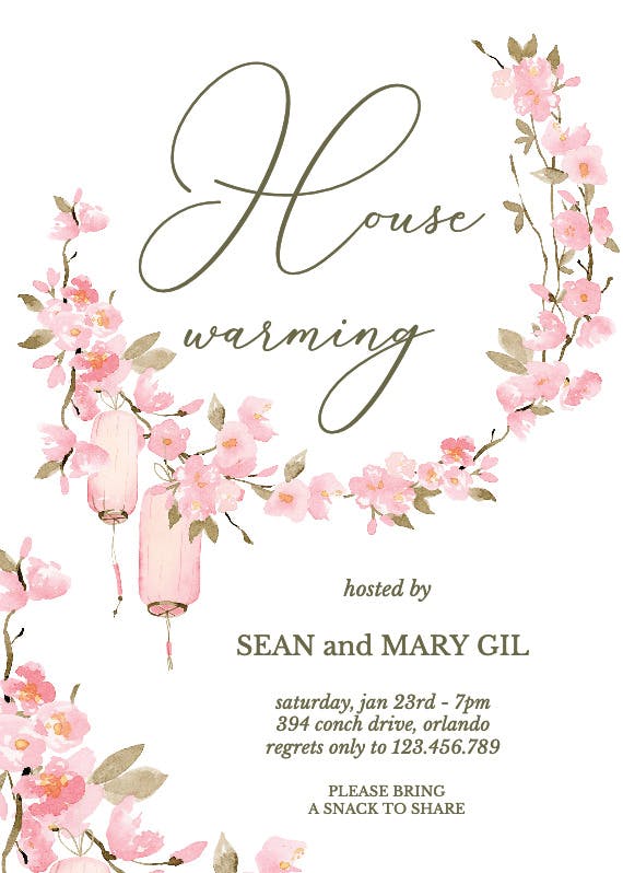 Cherry blossom - housewarming invitation