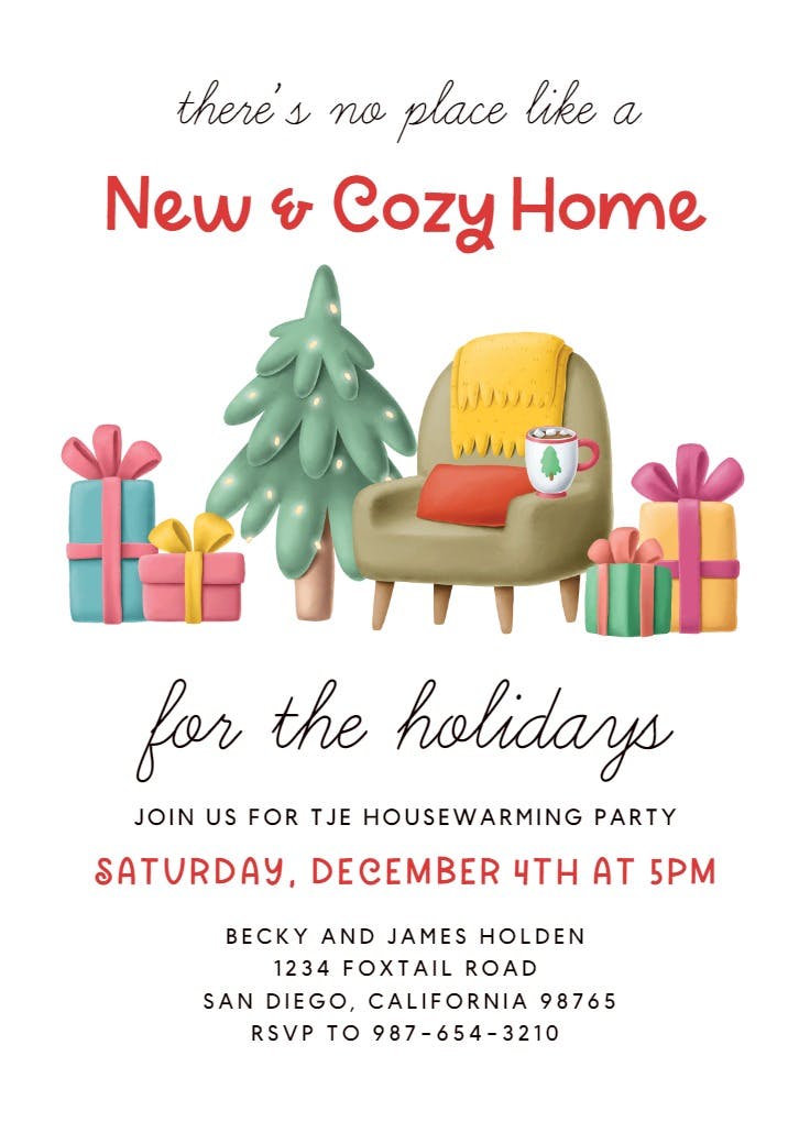 Christmas interior - housewarming invitation