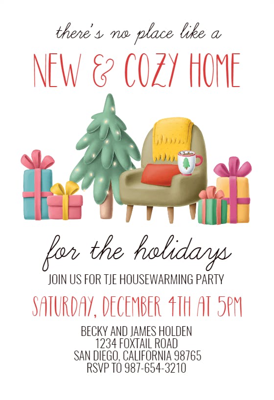 Christmas interior - housewarming invitation