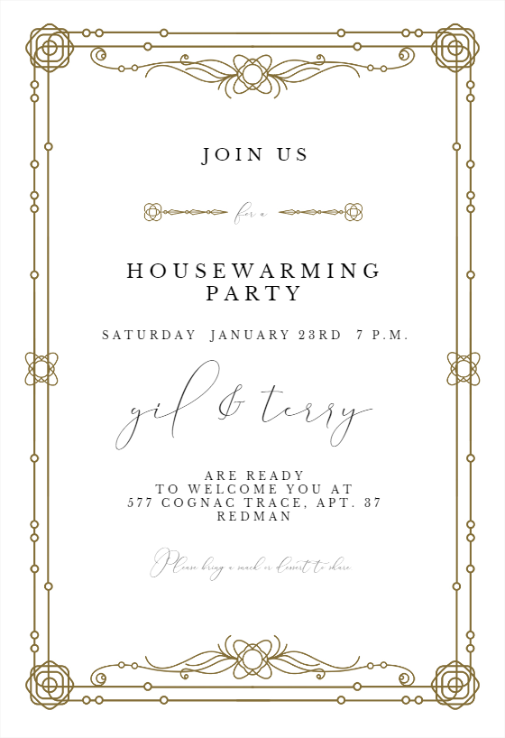 Classic Border - Housewarming Invitation Template (Free) | Greetings Island