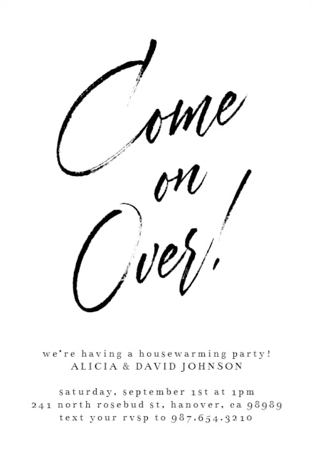 Come On Over - Housewarming Invitation