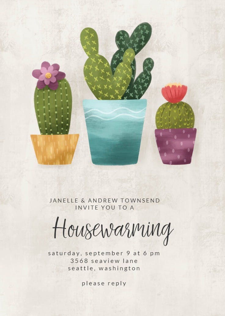 Cozy cacti - printable party invitation