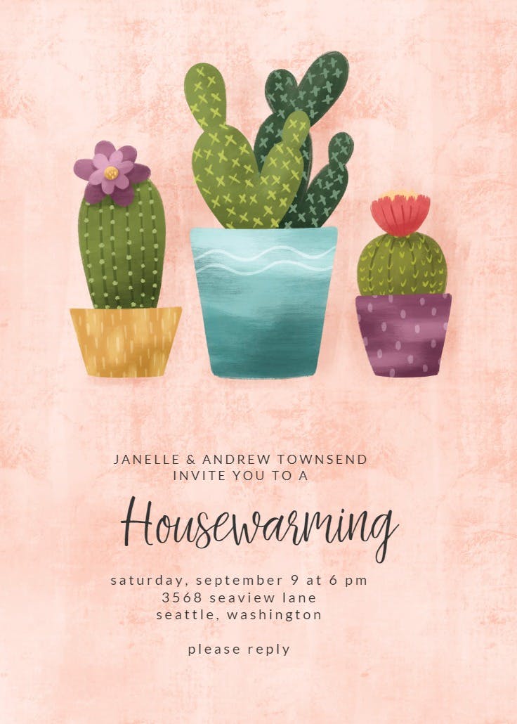 Cozy cacti - party invitation