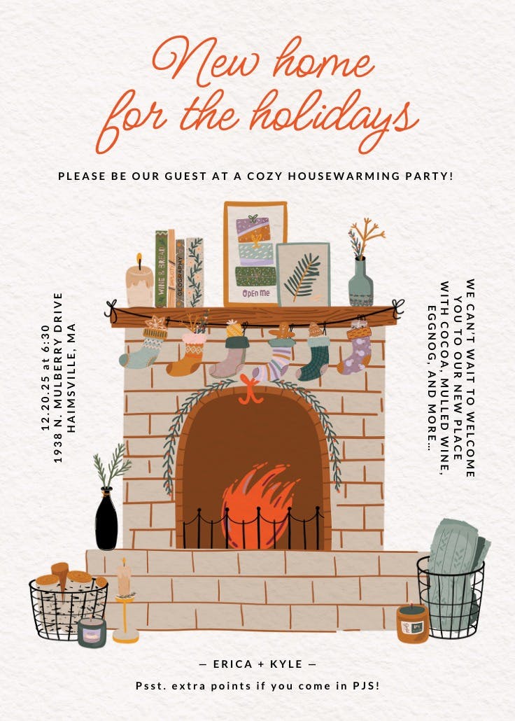 Cozy home for holidays - invitación para inauguración de casa nueva
