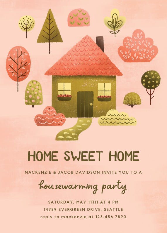 Cozy pink -  invitación para inauguración de casa nueva