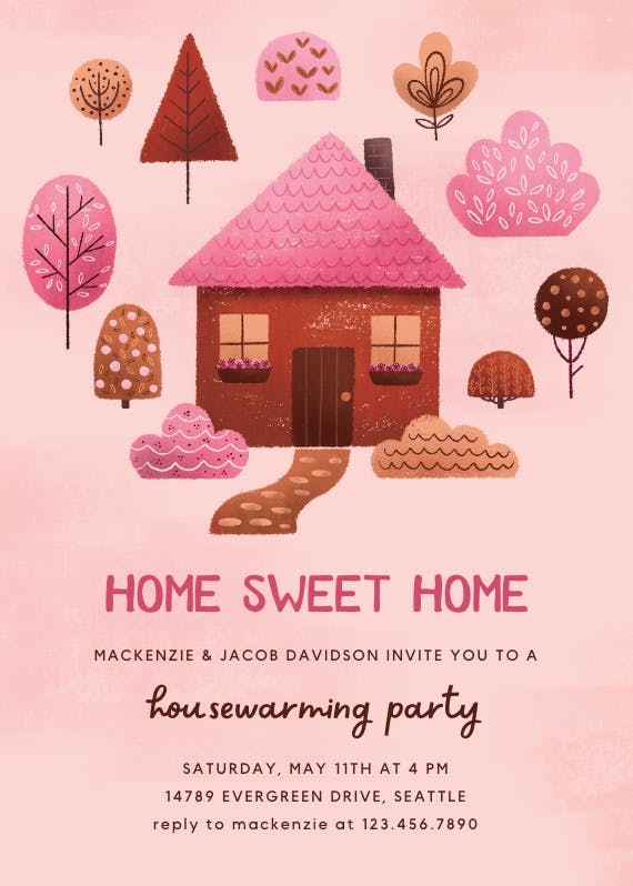 Cozy pink -  invitación para inauguración de casa nueva