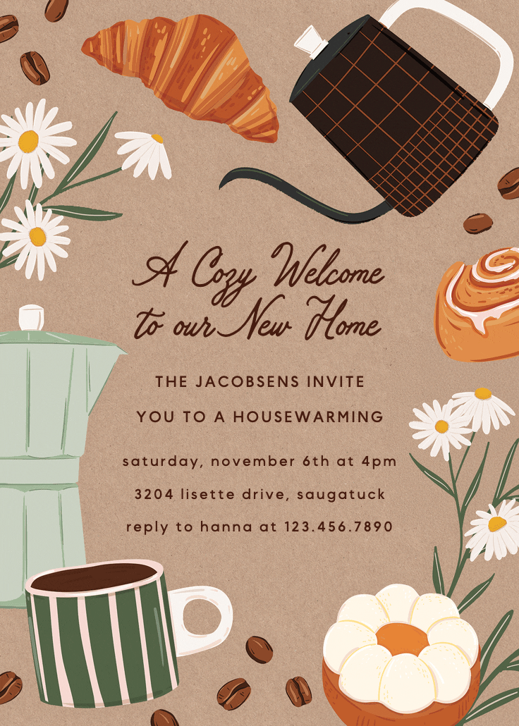 Cozy welcome - invitación para inauguración de casa nueva
