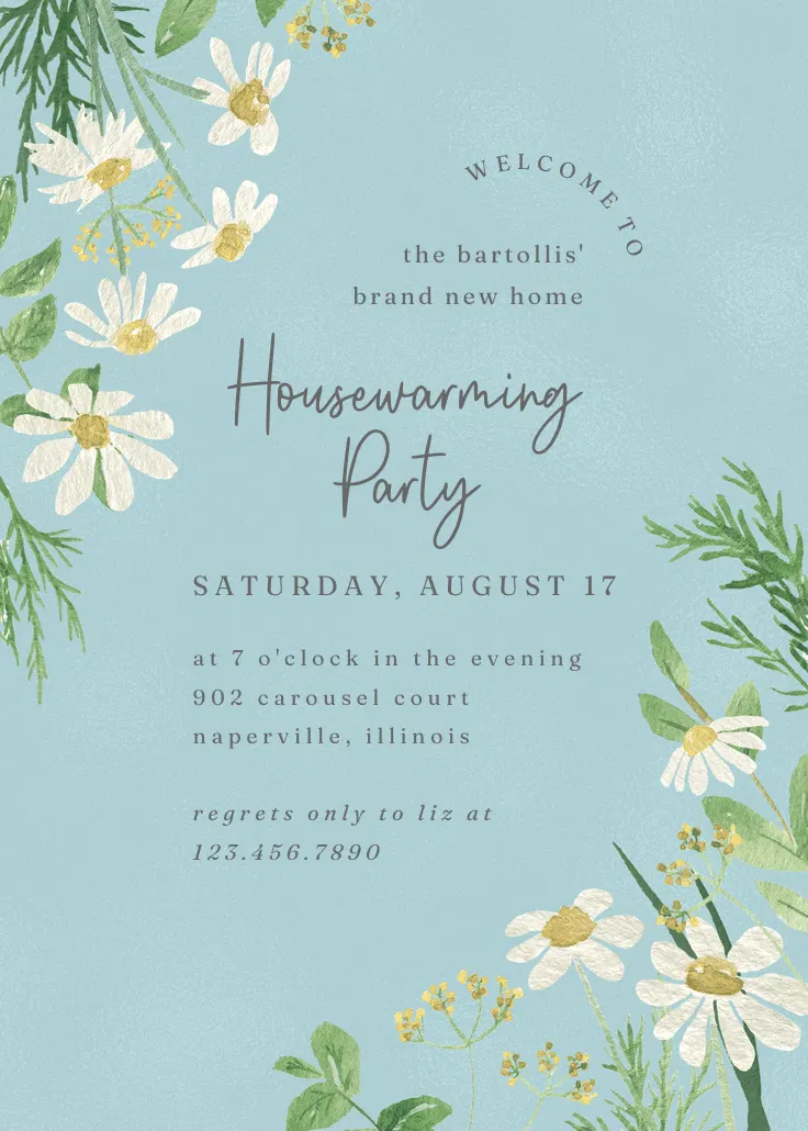 Daisy bouquet - housewarming invitation