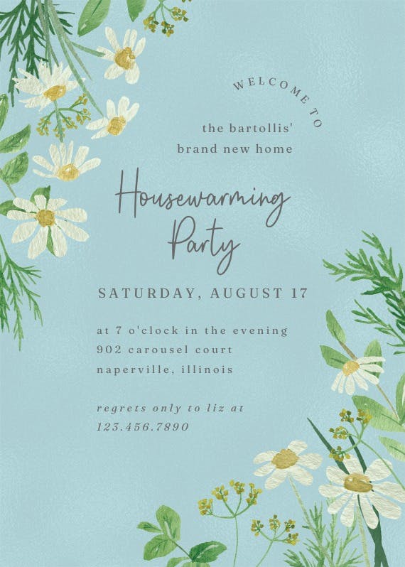Daisy bouquet - housewarming invitation