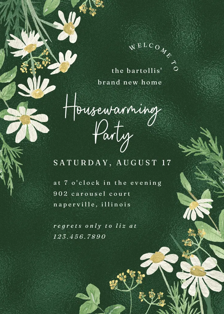 Daisy bouquet - housewarming invitation