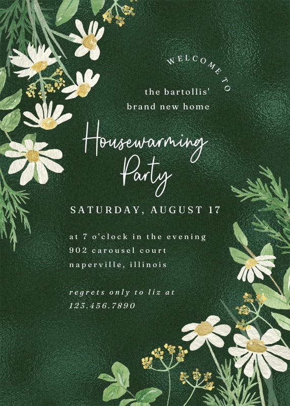 Daisy bouquet - housewarming invitation