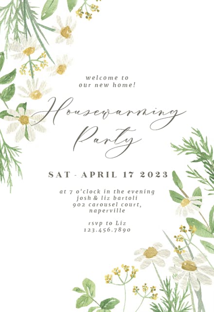 Daisy Bouquet - Invitación Para Inauguración De Casa Nueva