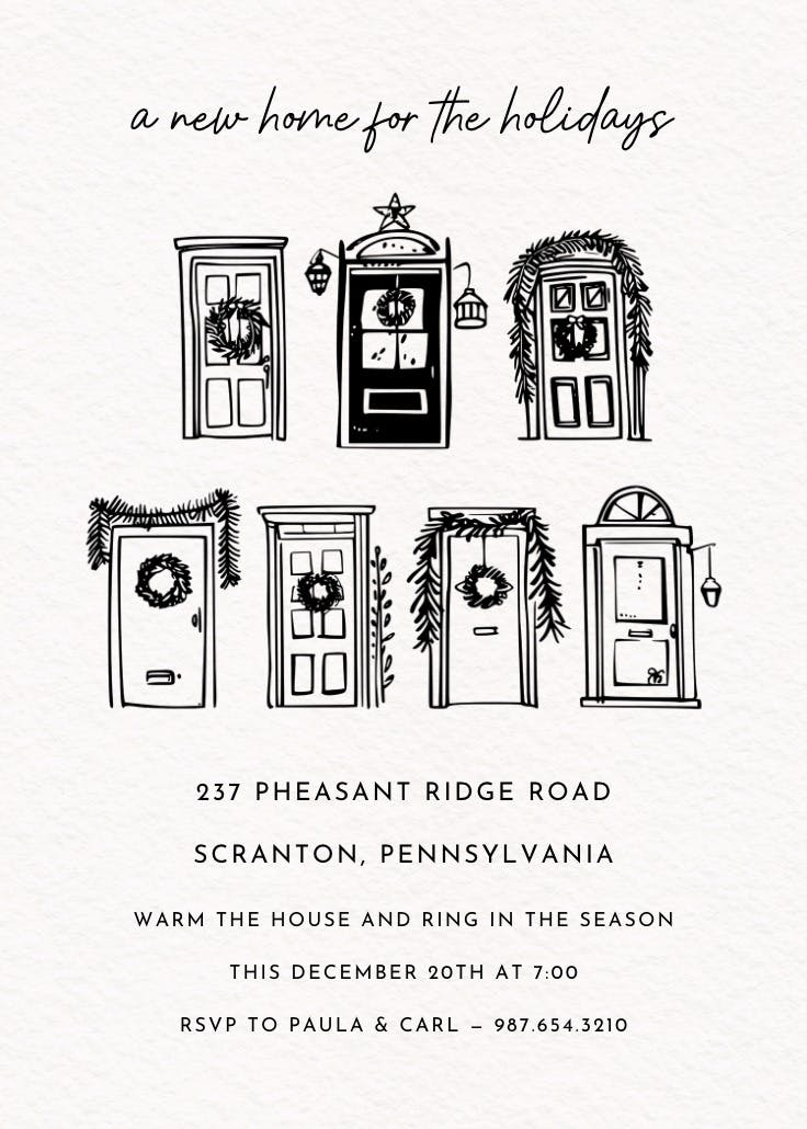 Decked out doors - housewarming invitation