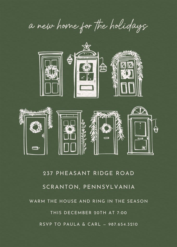 Decked out doors - housewarming invitation
