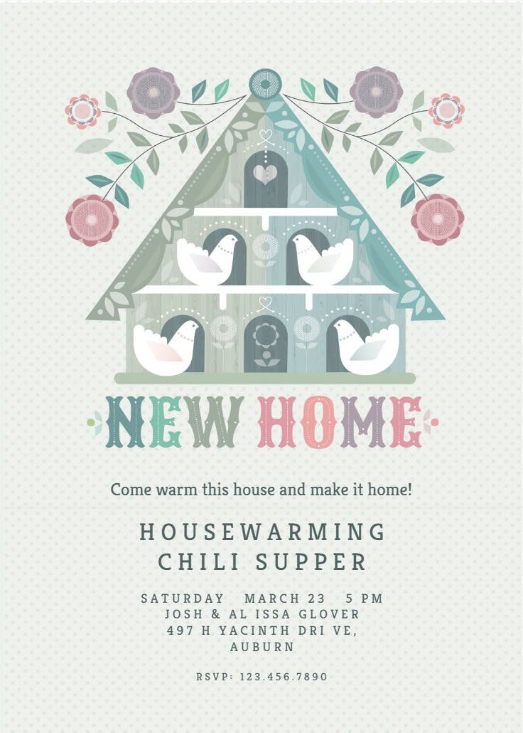 Doves - housewarming invitation