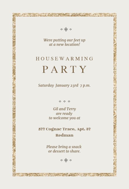 Elegant Gold - Housewarming Invitation Template (Free) | Greetings Island