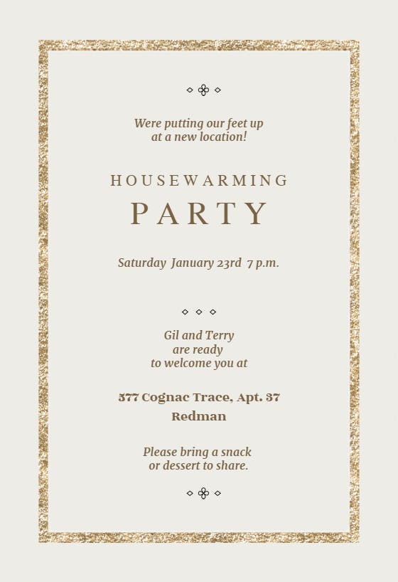 Elegant gold - housewarming invitation